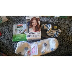 Clairol Root Touch-Up 5R Auburn Palmer's Hair Mask Fuzzy Socks Scrunchie Bundle